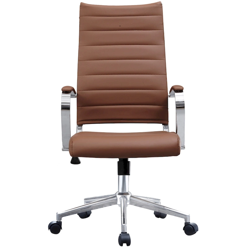 Modern High Back Office Chair Ribbed PU Leather Manager Tilt Conference Room Computer Desk Boss Task Executive Boss