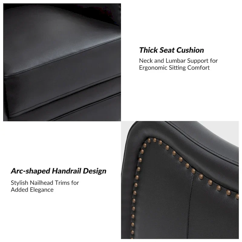 FrancoModern Genuine Leather Swivel Rocker Recliner with Nailhead Trims Sets of 2 by HULALA HOME