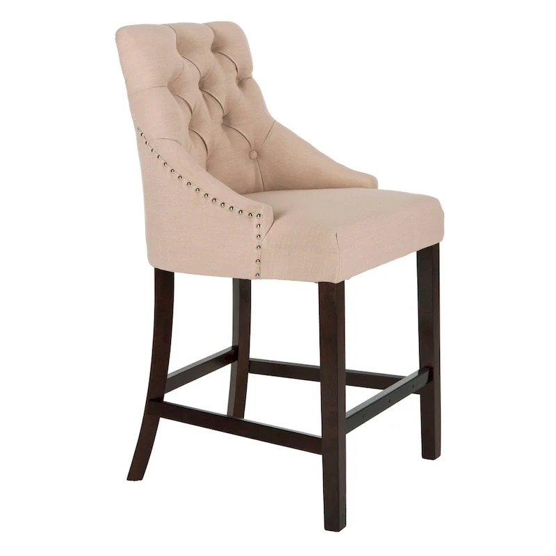 SAFAVIEH Dottie 26-inch Tufted Wing Back Counter Stool - Grey / Espresso (Set of 2) - 22.5 x 25 x 41 - 22.5 x 25 x 41