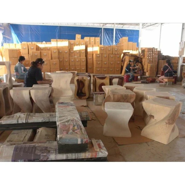 Haussmann Wood Double Twist Stool Table 14 in SQ x 30 in H Grey Oil - 14 x 14 x 30