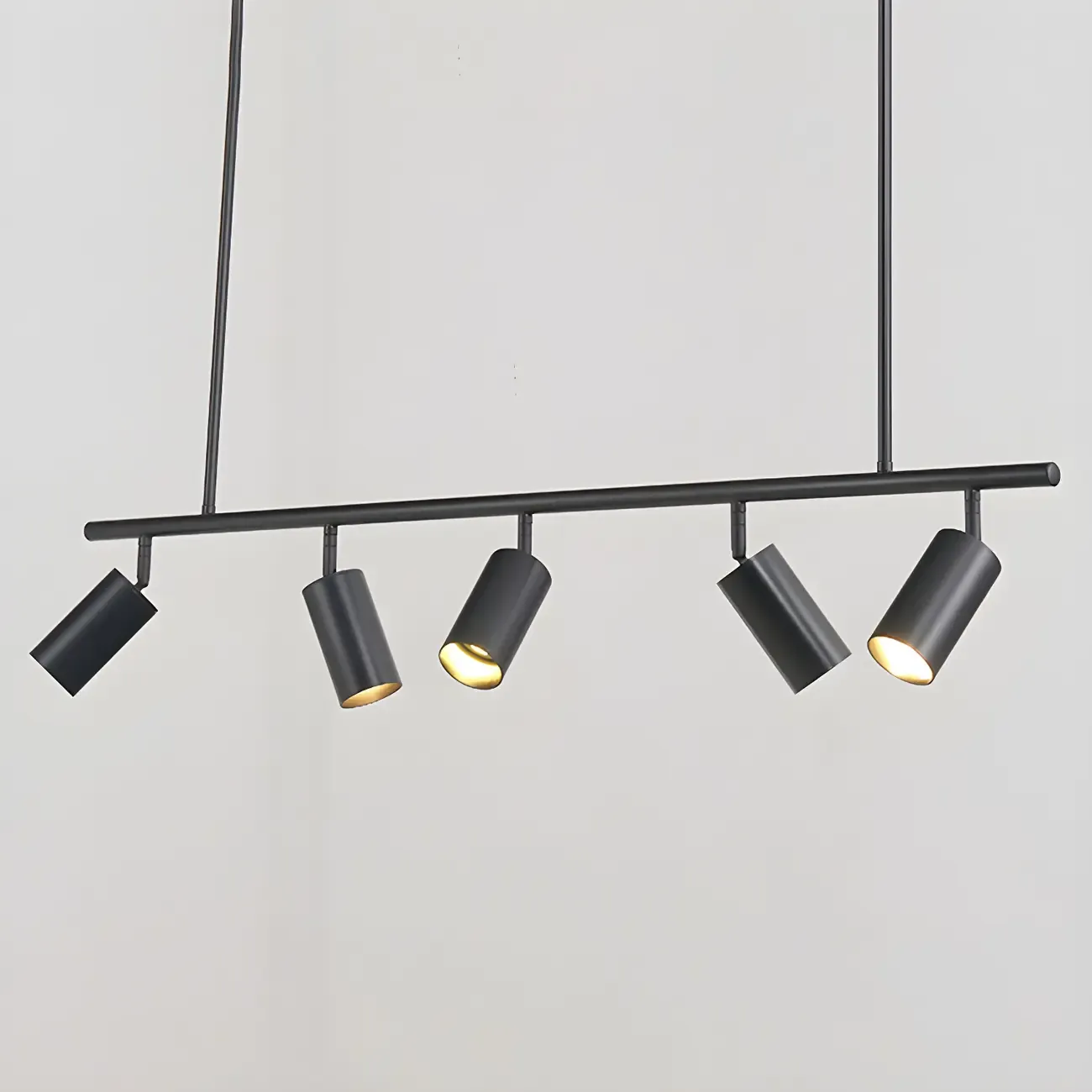 5-Light Modern Black/Gold Metal Cylinder Island Ceiling Light