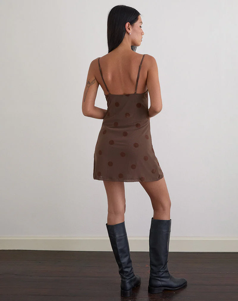 Pastila Mini Dress in Big Polka Flock Brown