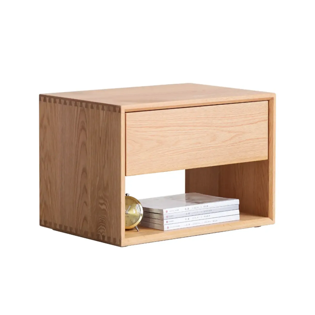 Mid-Century Modern Solid Wood Nightstand with Drawer