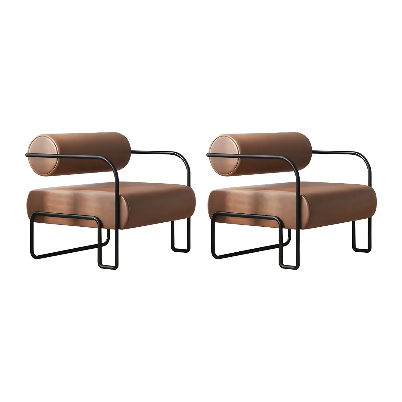 Industrial Leather/Velvet Accent Chair with Metal Frame