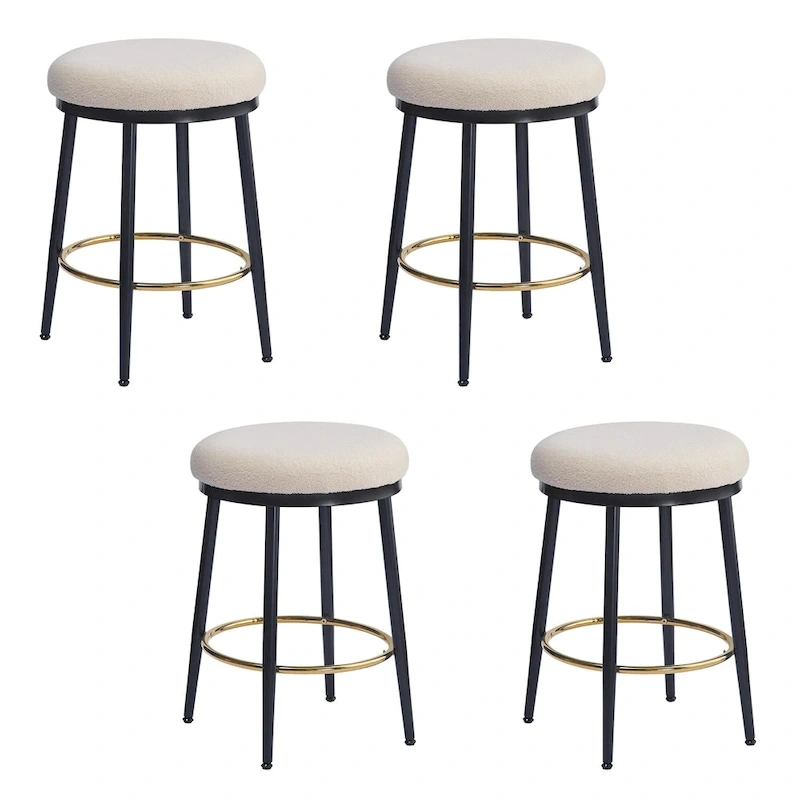 Altrium Modern Upholstered 24.75-Inch Round Backless Counter Stools with Iron Frame (Set of 4) by Christopher Knight Home