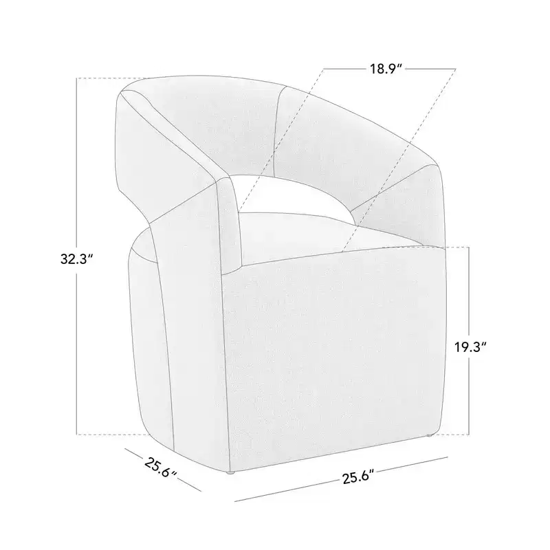 Spruce&Spring Modern Barrel Dining Chair with Caster & Open Back No Assembly Anywhere Chair