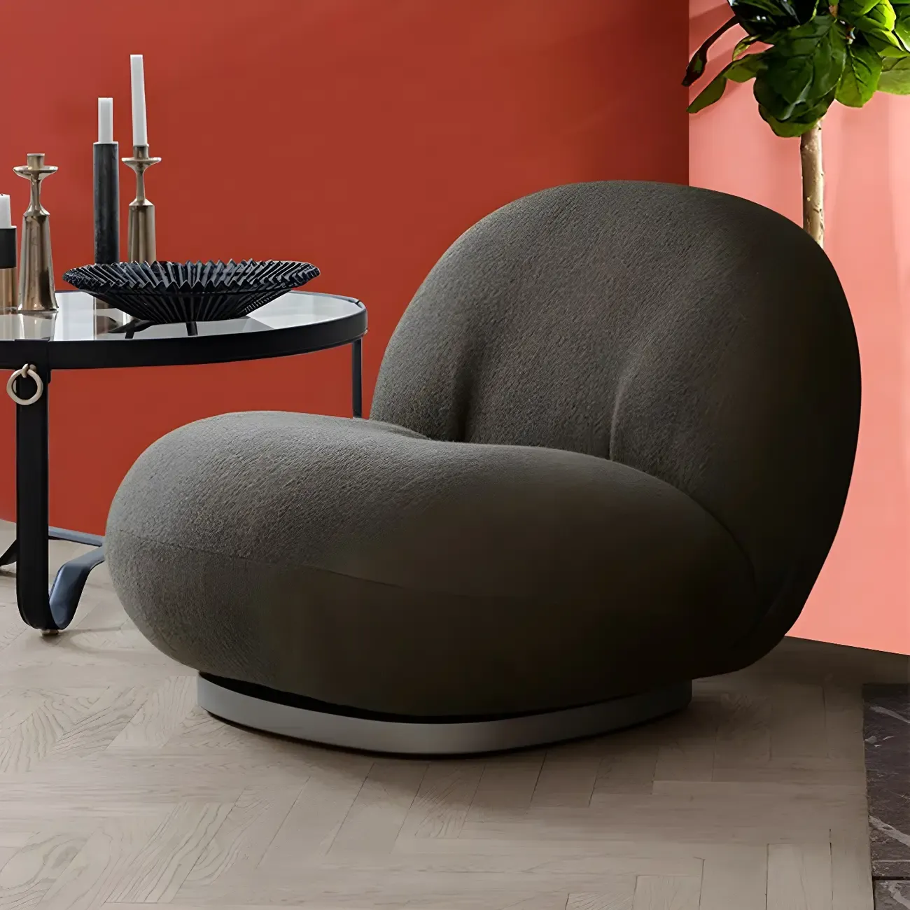 Modern Wool Fabric Swivel Lounge Chair for Living Room