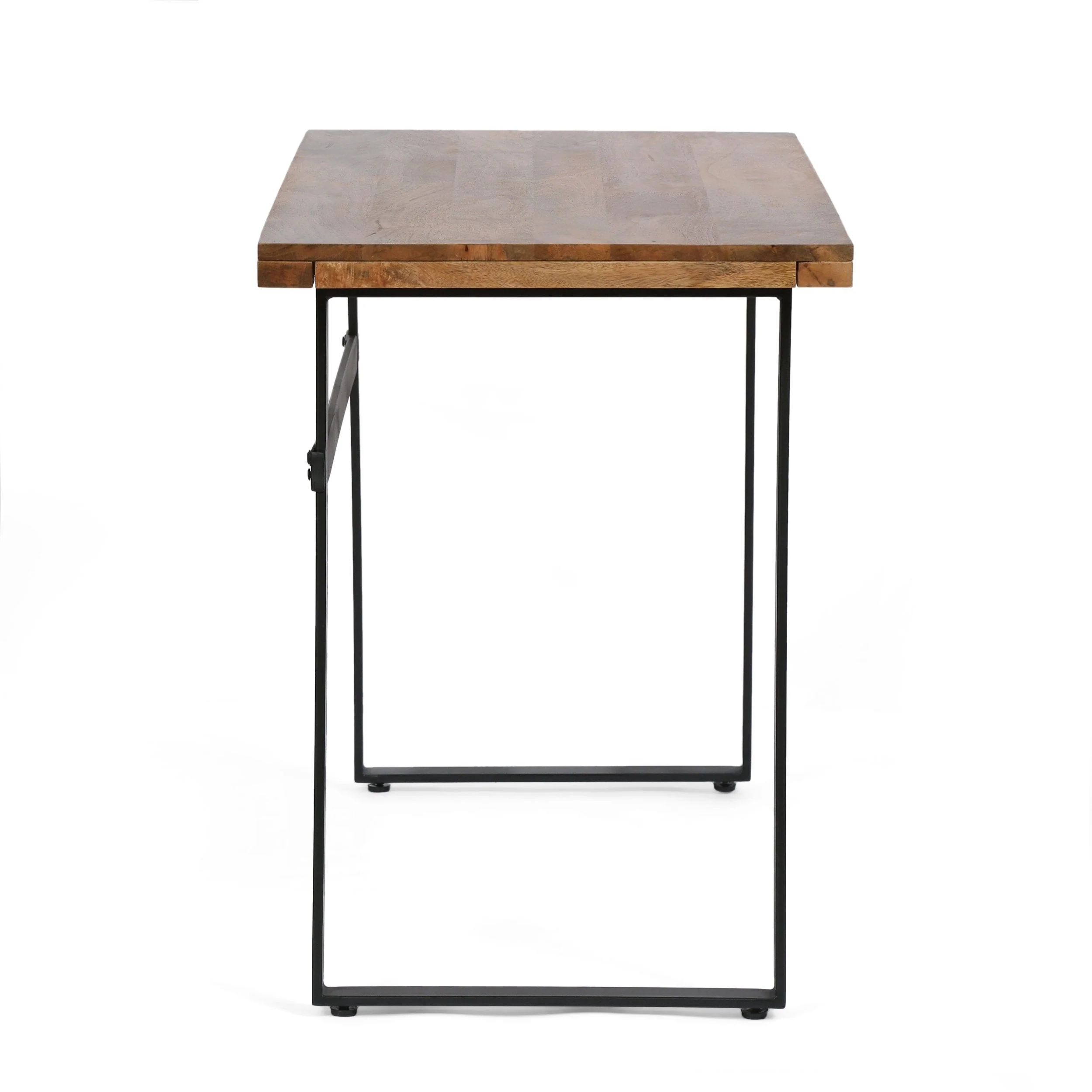 Modern Industrial Handcrafted Acacia Wood Desk, Natural and Black - NH464413