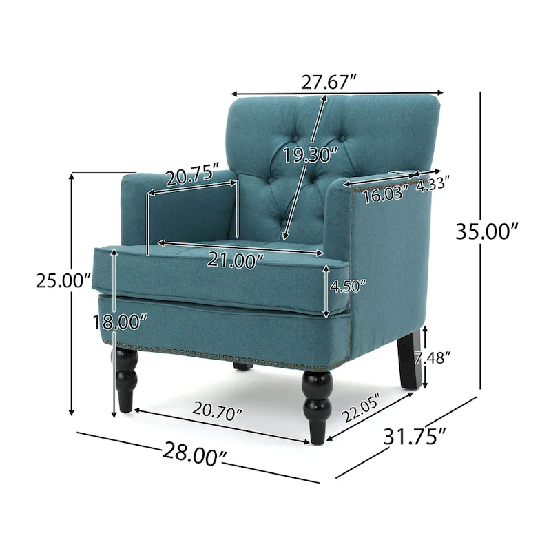 Malone Tufted Back Fabric Club Chair by Christopher Knight Home - 28.00 L x 29.50 W x 33.50 H