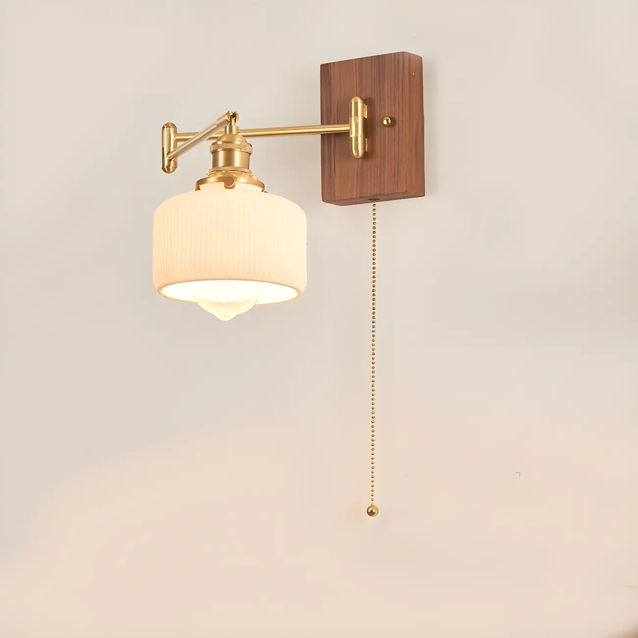Elegant Pleated Swing Arm Wall Mount Light for Bedside Use