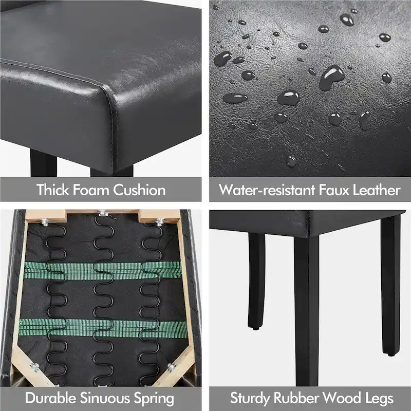 Yaheetech Button Padded Dining Chair with Solid Wood Legs Set of 2 - Set of 2