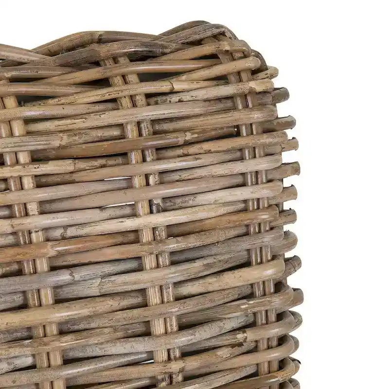 Grey Wash Rattan Cushioned Stool by East at Main