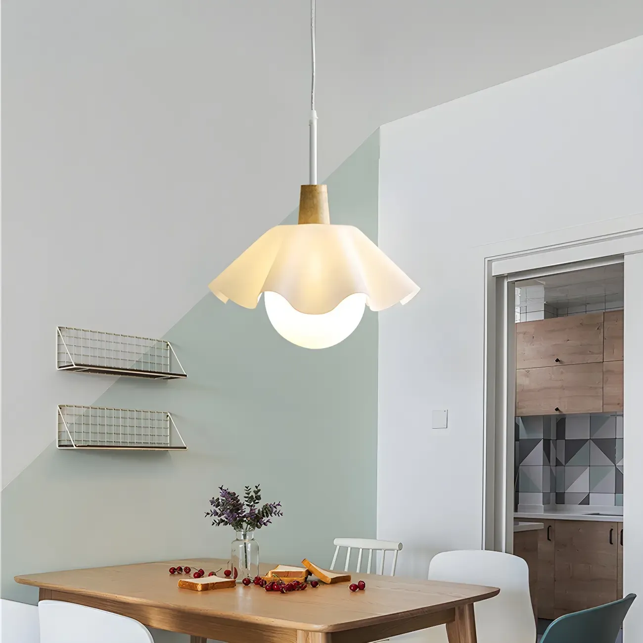 Modern White Acrylic Floral LED Pendant Light for Living Room