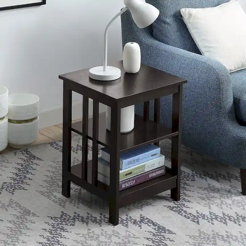 Mission End Table with Shelves
