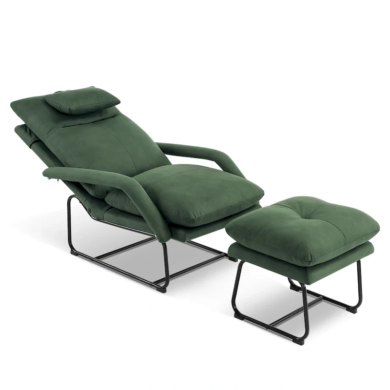 MCombo Accent Recliner with Ottoman, Armchairs with Adjustable Backrest for Living Room Bedroom, Leathaire Fabric 4233