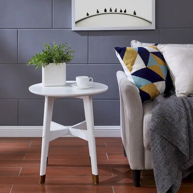 Round Midcentury Modern Wood Side Table