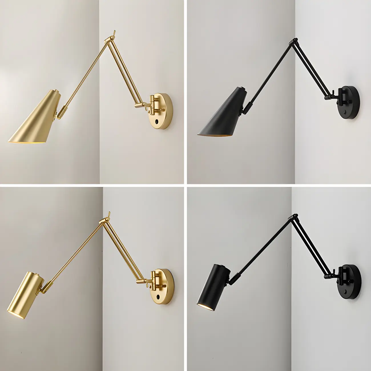 Elegant Streamlined Metal Swing Arm Wall Light
