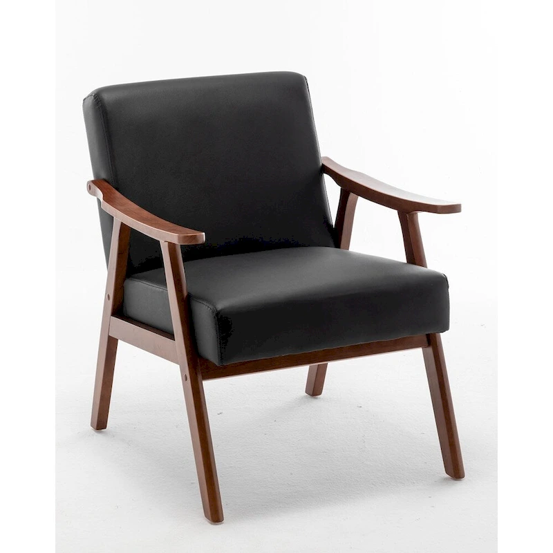 Extra-Thick Backrest Accent Chair with Solid Wood Frame