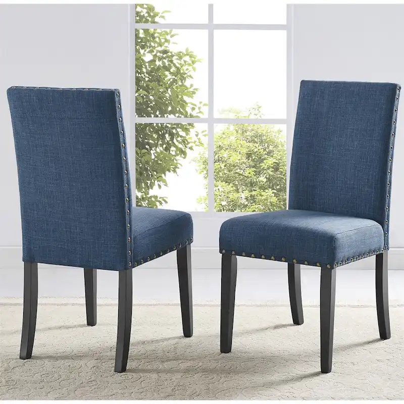 Fabric Dining Chairs with Nailhead Trim,Set of 2
