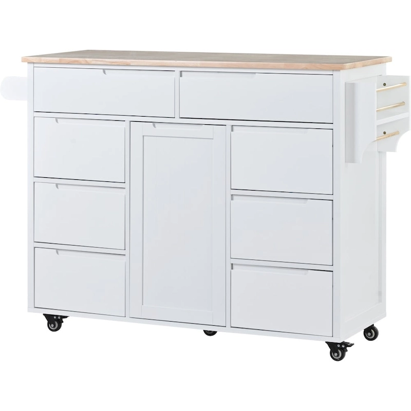 53 in. W Kitchen Island with Countertop and Drawers - N/A
