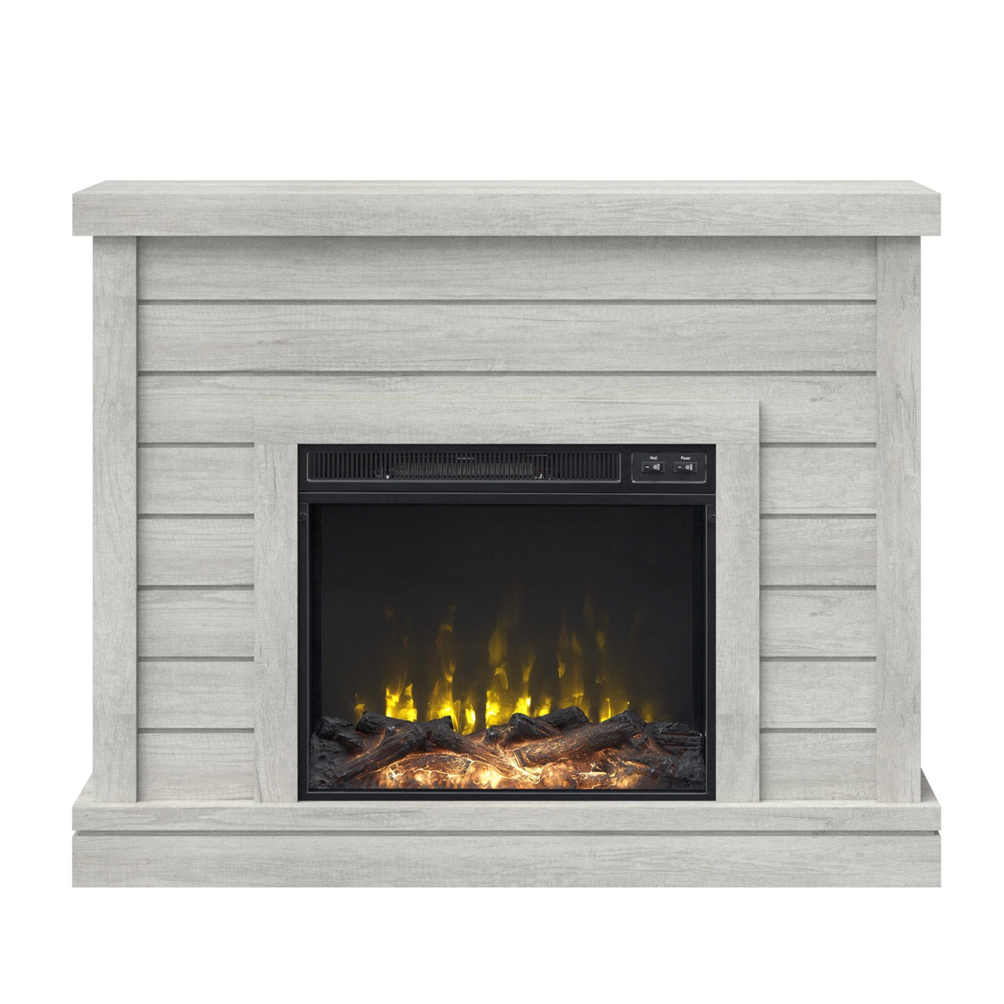 Farmhouse Shiplap Wall Mantel with Electric Fireplace