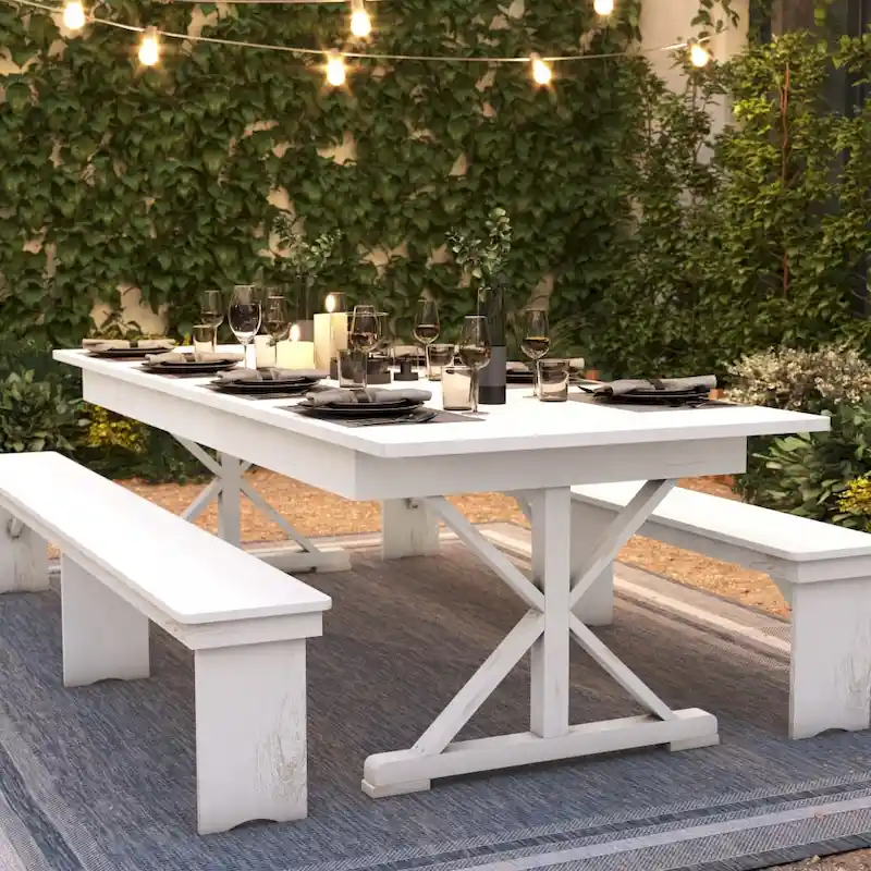 Solid Pine Farm Dining Table with X-Style Legs - 9' x 40