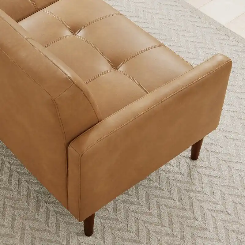 Gray Mid-Century Tufted Sofa Set - 1-Seater & 3-Seater