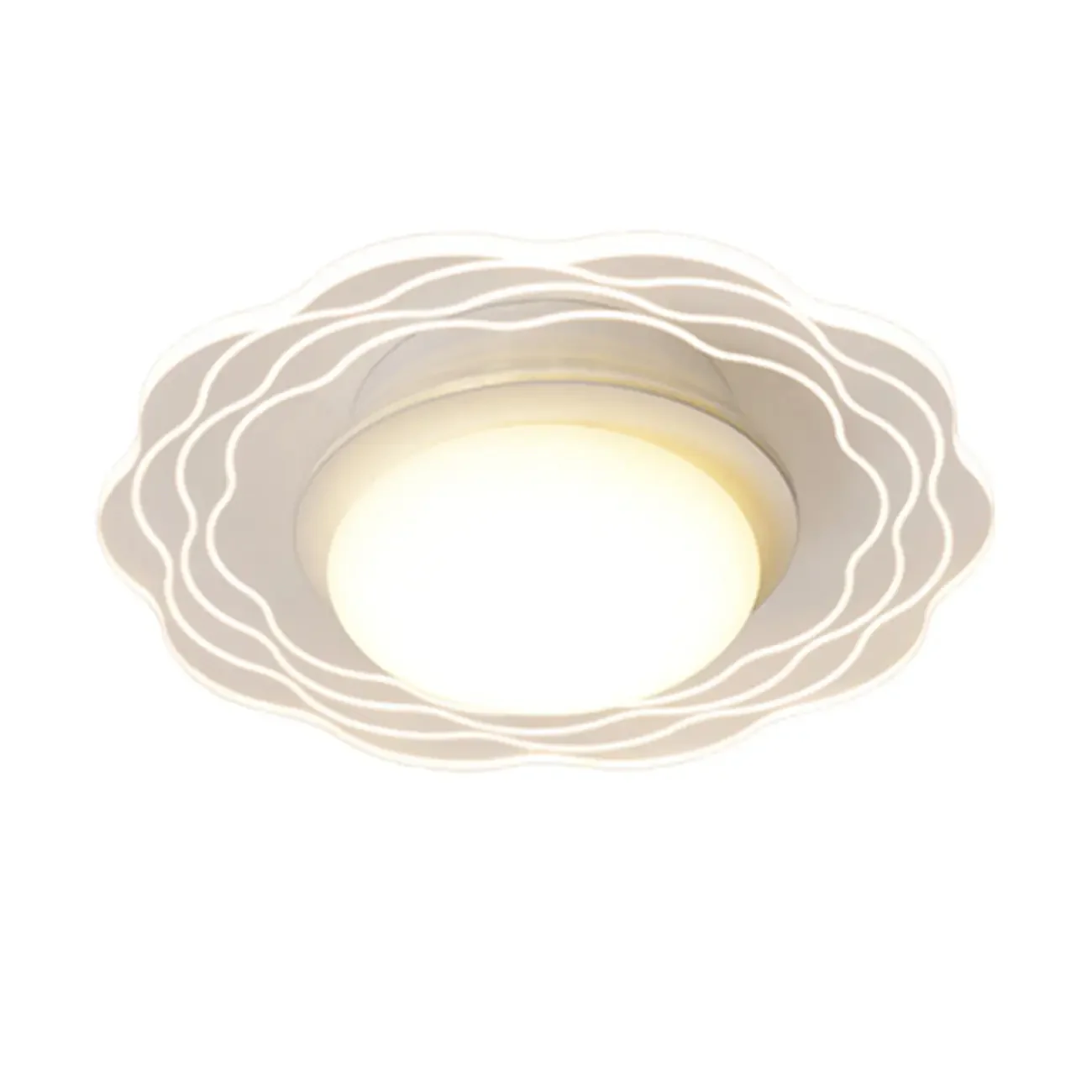 Mini White Artistic Flower Shade Flush Ceiling Light Dimmable