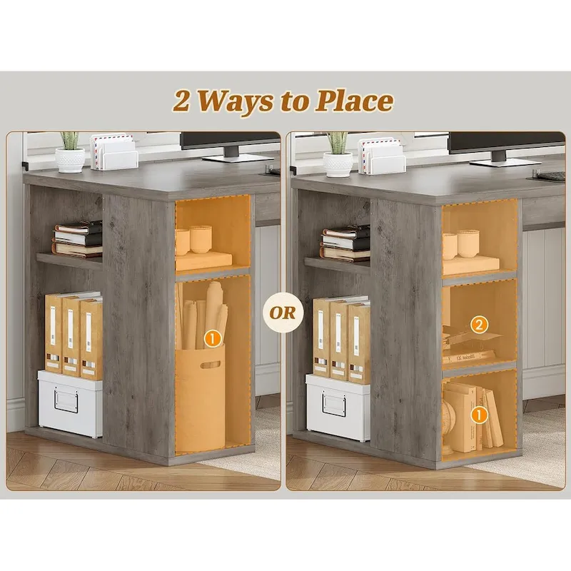 96.5 Computer Desk 3 Drawers Home Office Desk 8 Open Shelves