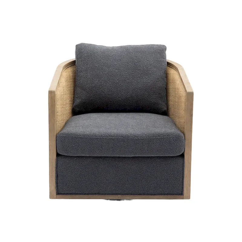 Carbon Black 30.12 Upholstered 360 Swivel Barrel Chair with Sturdy Hardwood Frame