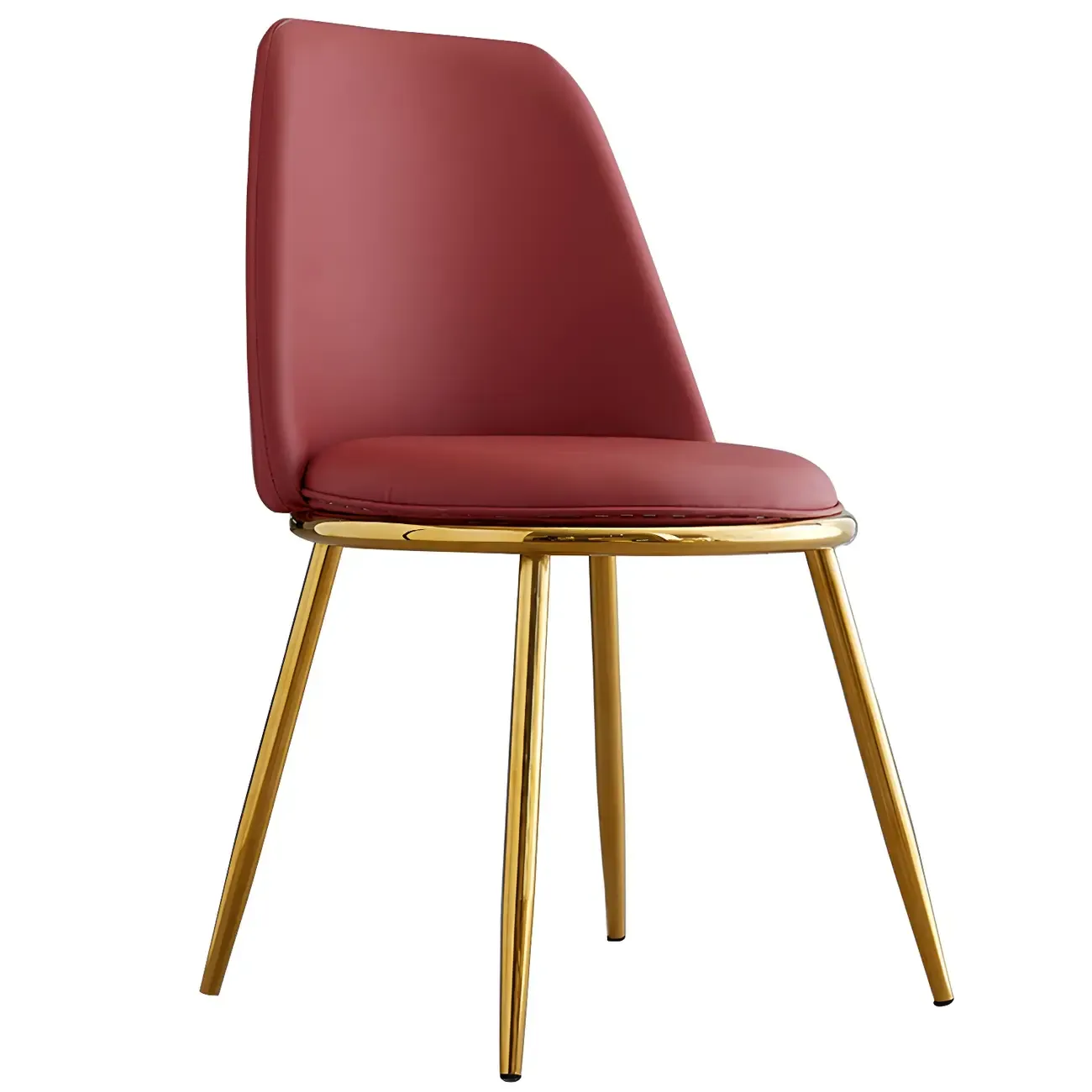 Glam Scandinavian Leather Armless Dining Chairs Metal Frame