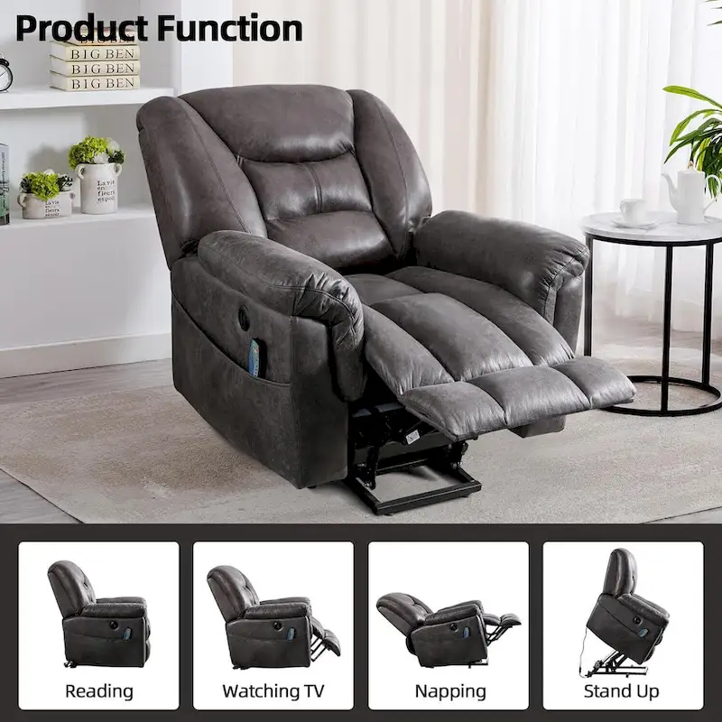 PU leather Power Recliner Lift Chair and Massage Sofa Remote Easy Control