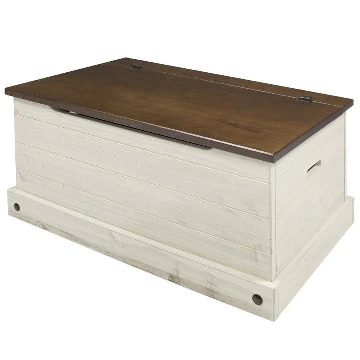 Wood Storage Trunk Ottoman Corona Gray