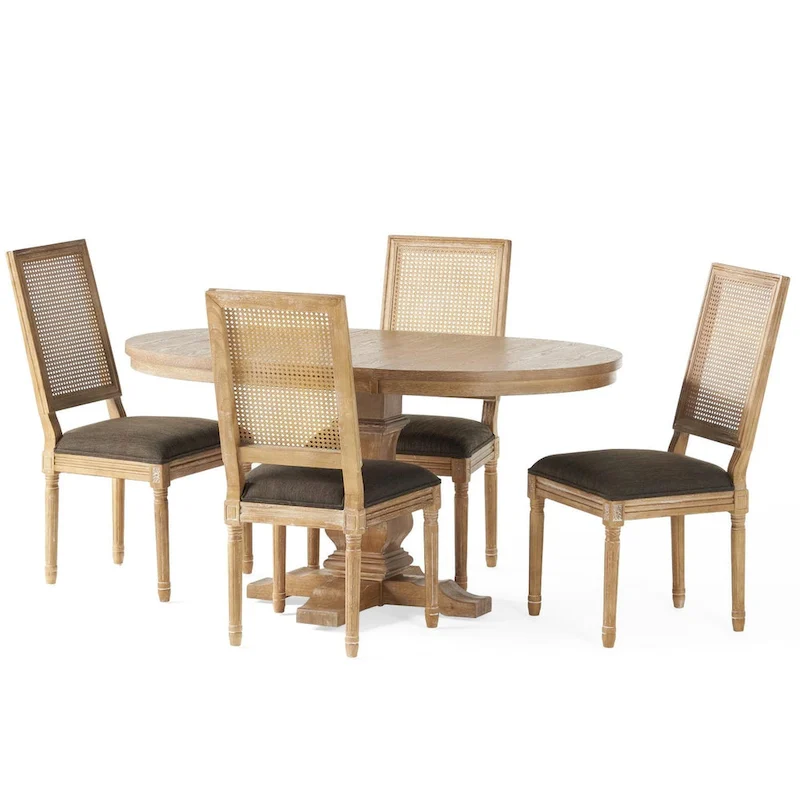 Pampas Wood and Cane Dining Set by Christopher Knight Home
