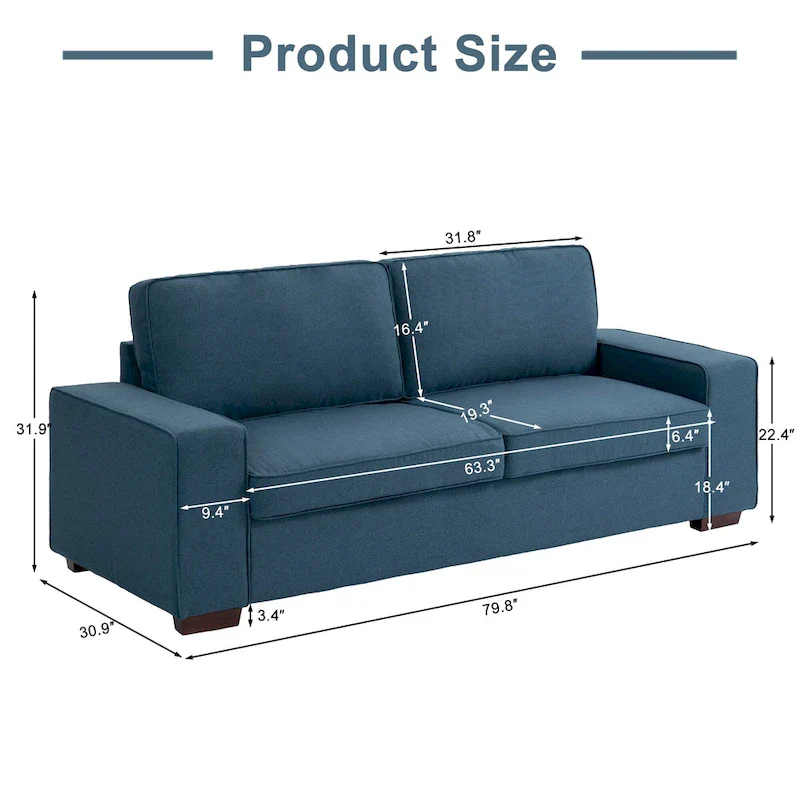 80 Modern Loveseat Couch 3 Seater Sofa