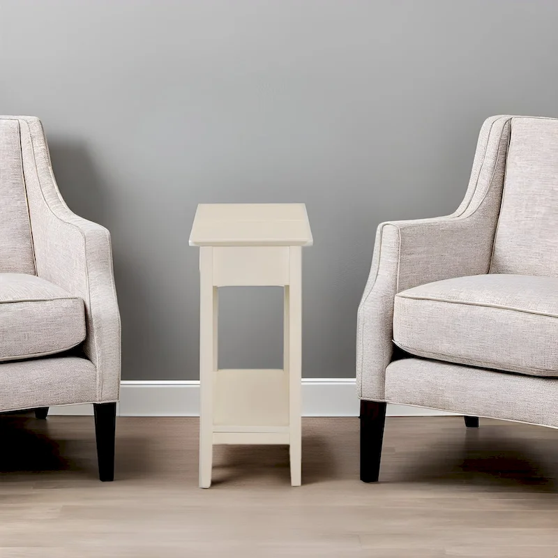 Narrow Flip-Top End Table with Drawer & Shelf, Gray/Black/Espresso/Cream/White/Cherry