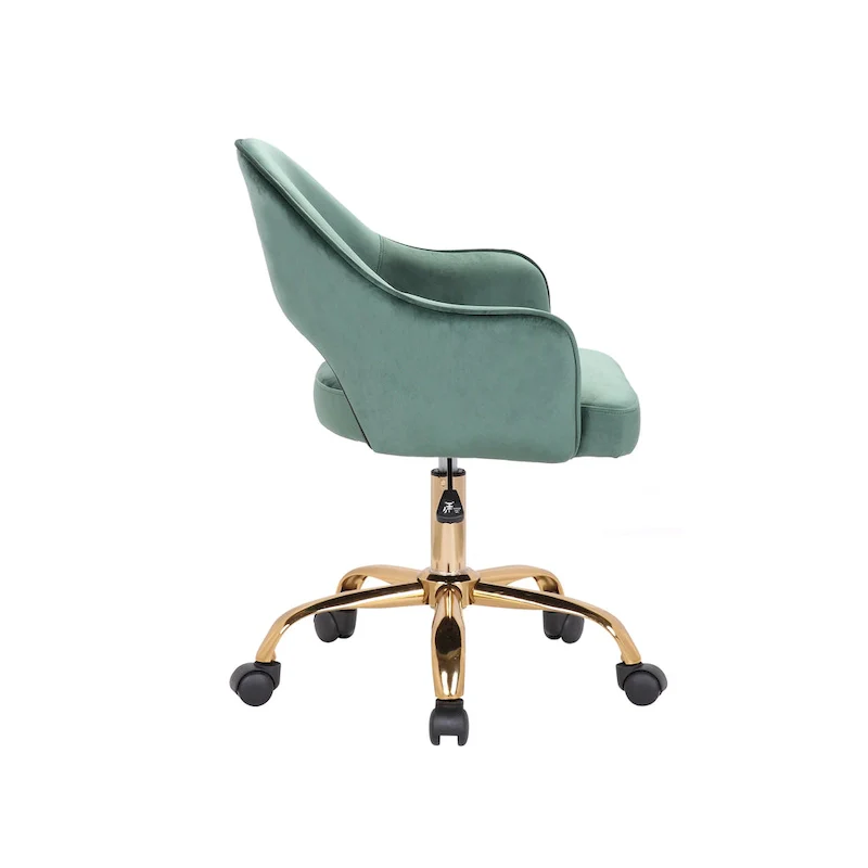 Velvet Swivel Office Chair, Golden Chrome Legs