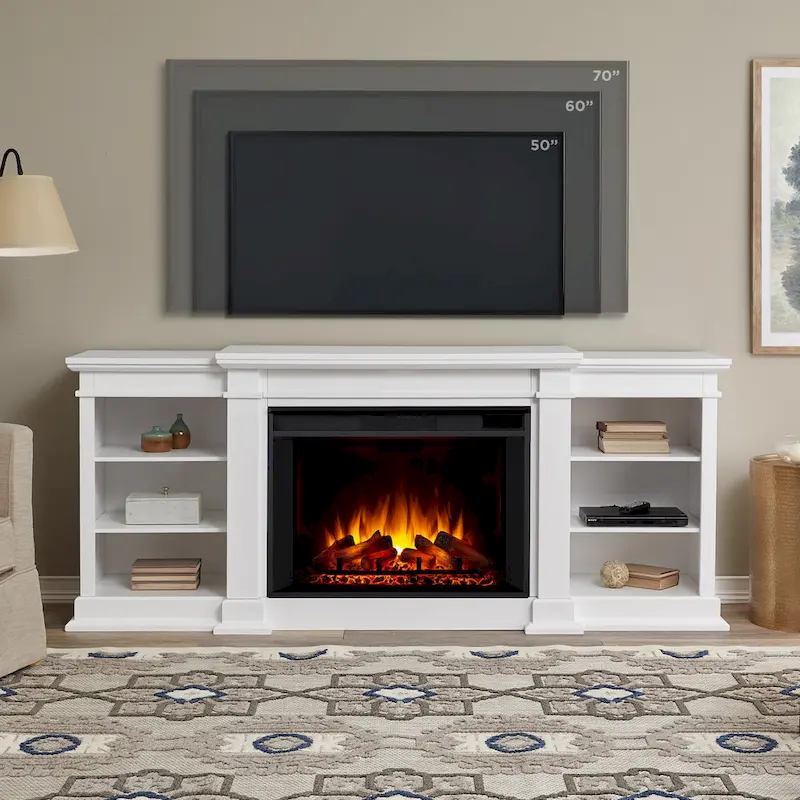 Eliot 81 Grand TV Stand Electric Fireplace in White by Real Flame