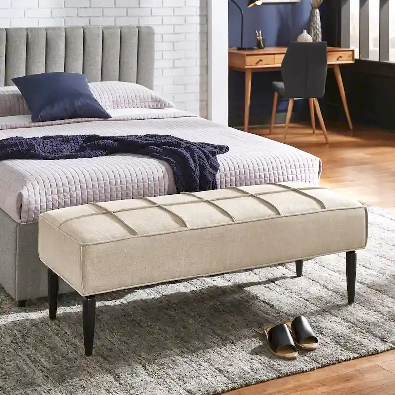 Cassian Black Finish Linen Upholstered Bench by iNSPIRE Q Modern