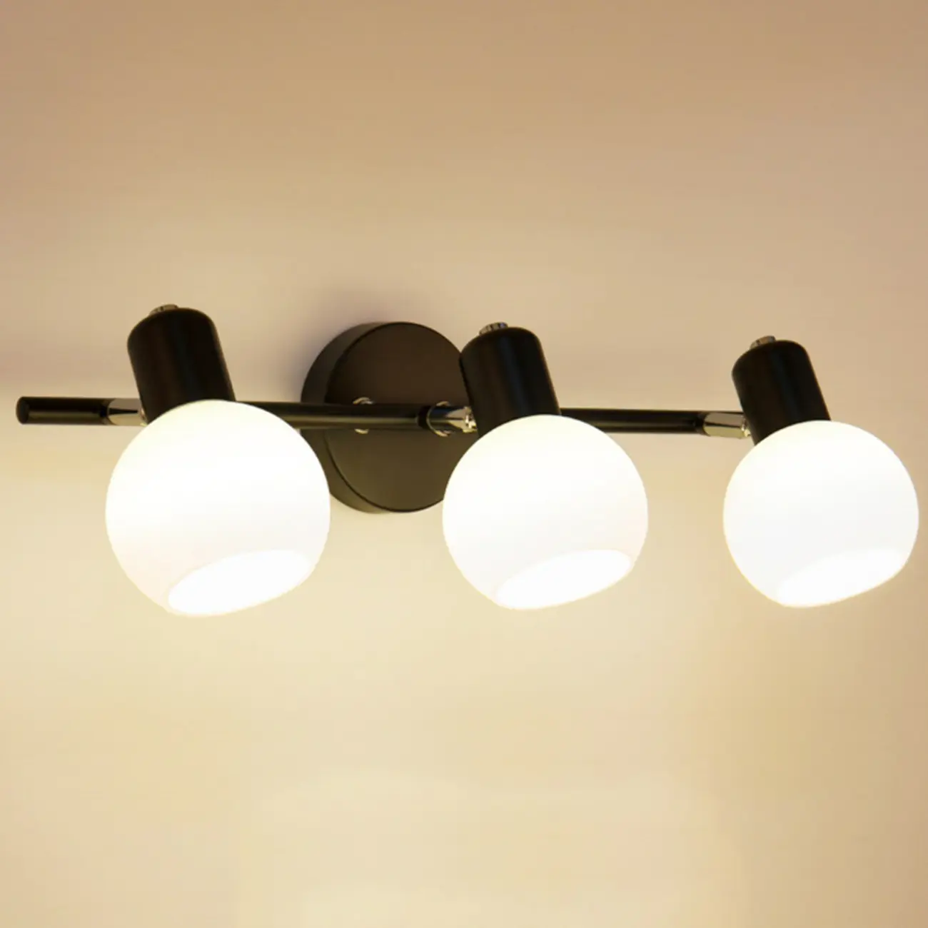 Modern Metal Black Glass Dome Bathroom Vanity Light