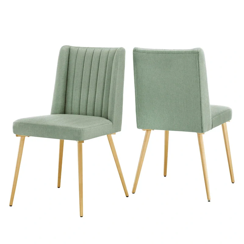 Gold Finish Fabric Dining Chair (Set of 2)