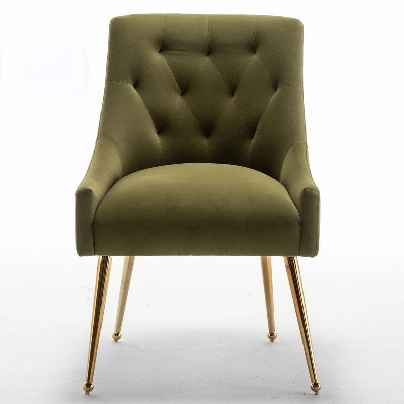 Modern Dining Chairs Set of 2, Upholstered Accent Chair Tufted Back Armless Chair with Back Pull