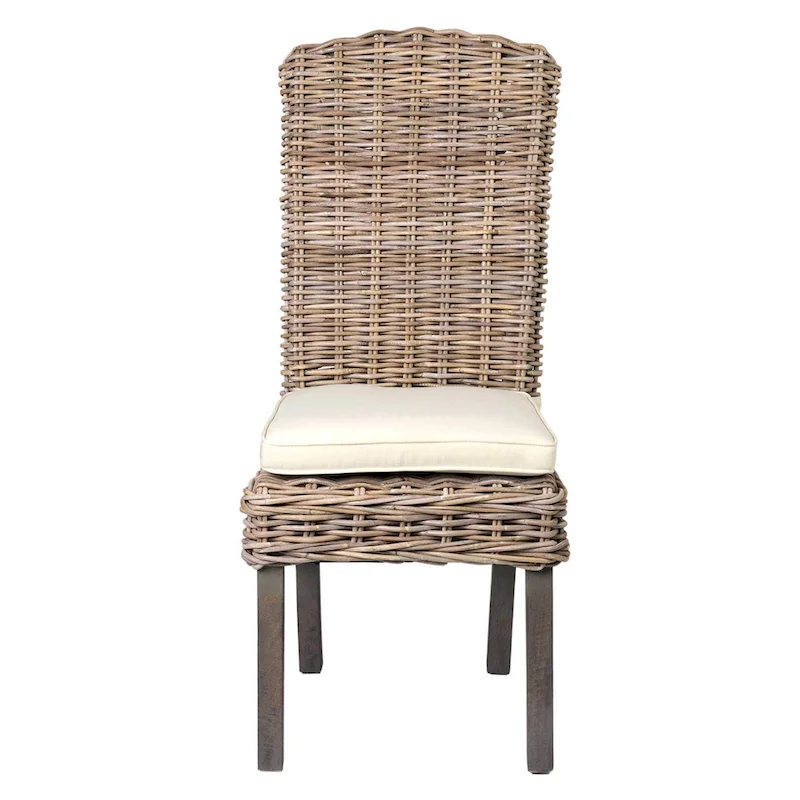 Natural Rattan Cushioned Dining Chairs by East at Main (Set of 2)