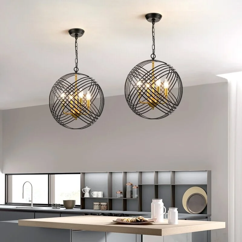 Maxax 4 - Light Unique / Statement Globe Pendant with Crystal Accents - - 15.7*15.7*15.7