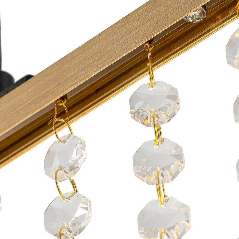 39.8 in.4-Light Modern Farmhouse Linear LED Crystal Chandelier Kitchen Island Pendant Lighting - 39.8 in.