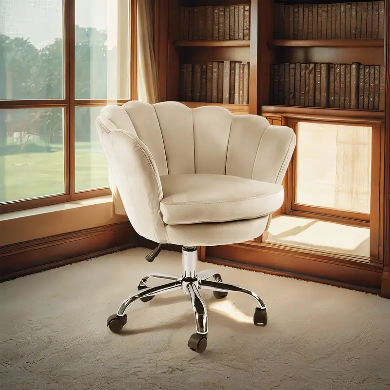 VANITII Accent Chair Swivel Vanity Chair Office Desk Chair With Wheels Modern Height Adjustable Pink/Grey/White