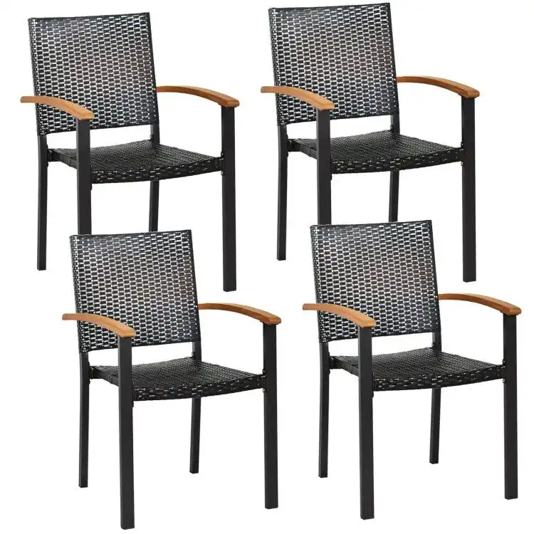 Set of 2/4 Outdoor Patio PE Rattan Dining Chairs