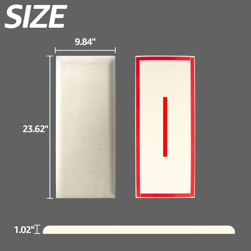 Art3d 9.84 x 23.62 Peel and Stick Headboard,Pack of 12, 3D Soundproof Wall Panels, Upholstered Wall Panel