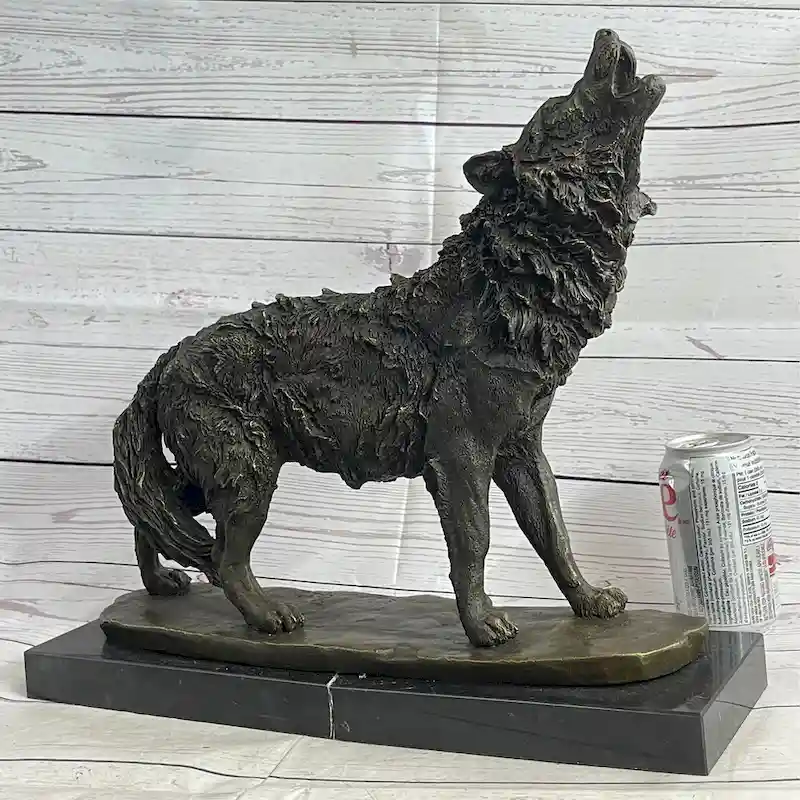 Extra Large Wild Animal Life Wolf Dog Bronze Sculpture Hot Cast Marble Figurine