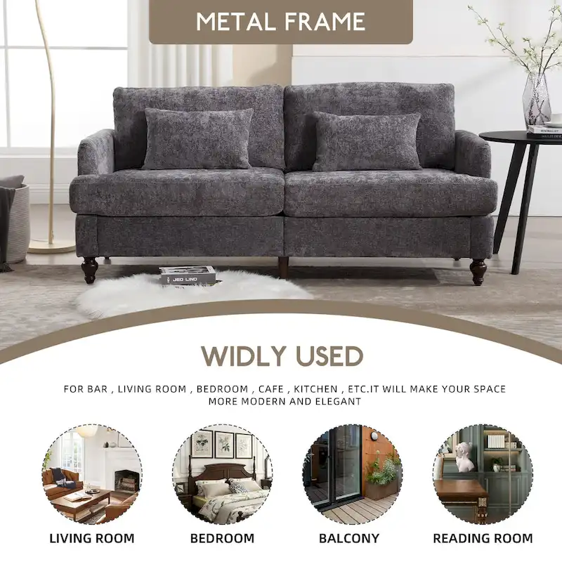 HOMEFUN Modern chenille Fabric Loveseat,2-Seat Upholstered Loveseat Sofa Modern Couch